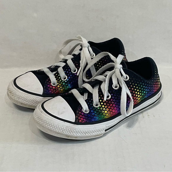 Converse Other - Converse Chuck Taylor Madison Black Metallic Rainbow Metallic Sparkle Jr Sz 12